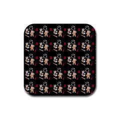 Cat Pattern Rubber Square Coaster (4 Pack) by Sparkle