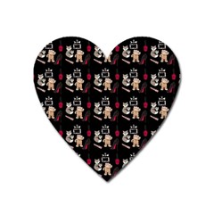 Cat Pattern Heart Magnet by Sparkle