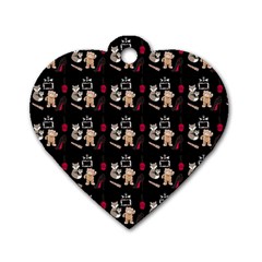 Cat Pattern Dog Tag Heart (one Side) by Sparkle