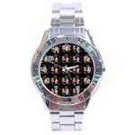 Cat Pattern Stainless Steel Analogue Watch Front