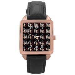 Cat Pattern Rose Gold Leather Watch  by Sparkle