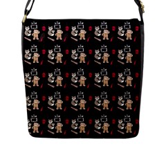 Cat Pattern Flap Closure Messenger Bag (l) by Sparkle