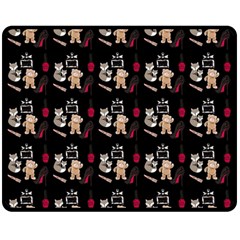 Cat Pattern Double Sided Fleece Blanket (medium)  by Sparkle