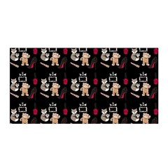 Cat Pattern Satin Wrap 35  X 70  by Sparkle