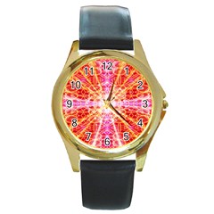 Bursting Energy Round Gold Metal Watch by Thespacecampers