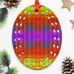 Electric Sunset Ornament (oval Filigree) by Thespacecampers