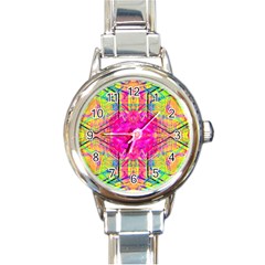 Kaleidoscopic Fun Round Italian Charm Watch by Thespacecampers