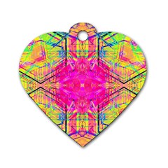 Kaleidoscopic Fun Dog Tag Heart (two Sides) by Thespacecampers