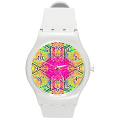 Kaleidoscopic Fun Round Plastic Sport Watch (m) by Thespacecampers