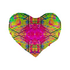 Kaleidoscopic Fun Standard 16  Premium Flano Heart Shape Cushions by Thespacecampers