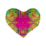 Kaleidoscopic Fun Standard 16  Premium Flano Heart Shape Cushions Front