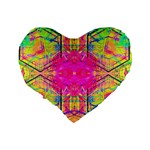 Kaleidoscopic Fun Standard 16  Premium Flano Heart Shape Cushions Back