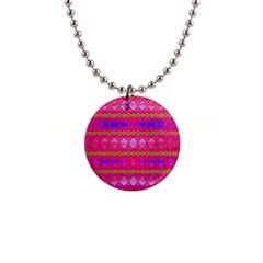 Pink Mirrors 1  Button Necklace by Thespacecampers