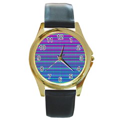 Purple Wubz Round Gold Metal Watch by Thespacecampers