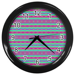 Teal Twists Wall Clock (black) by Thespacecampers