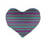 Teal Twists Standard 16  Premium Flano Heart Shape Cushions Back