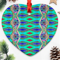 Techno Teal Heart Ornament (two Sides) by Thespacecampers