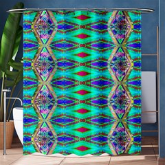 Techno Teal Shower Curtain 60  X 72  (medium)  by Thespacecampers