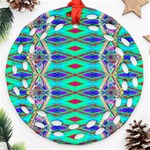 Techno Teal Round Filigree Ornament (Two Sides) Back