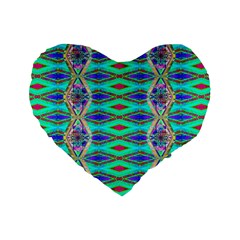 Techno Teal Standard 16  Premium Flano Heart Shape Cushions by Thespacecampers