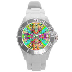 Terrestrial Burst Round Plastic Sport Watch (l) by Thespacecampers