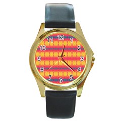 Tranquil Peaches Round Gold Metal Watch by Thespacecampers