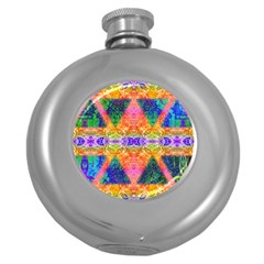 Triangular Dreams Round Hip Flask (5 Oz) by Thespacecampers