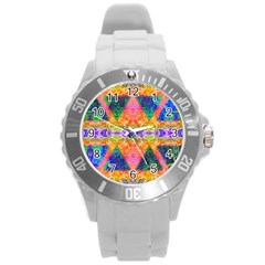 Triangular Dreams Round Plastic Sport Watch (l) by Thespacecampers