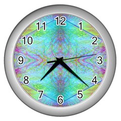 Watercolor Thoughts Wall Clock (silver) by Thespacecampers