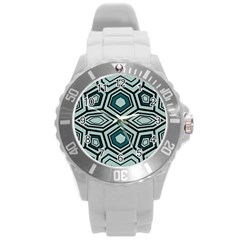 Abstract Pattern Geometric Backgrounds Round Plastic Sport Watch (l) by Eskimos