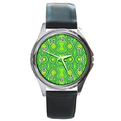 Abstract Pattern Geometric Backgrounds  Round Metal Watch by Eskimos