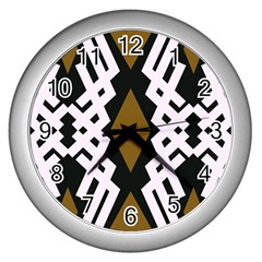 Abstract Pattern Geometric Backgrounds  Wall Clock (silver) by Eskimos