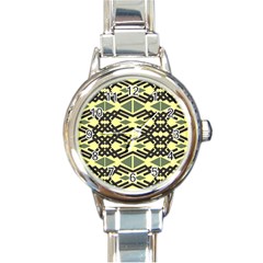 Abstract Pattern Geometric Backgrounds Round Italian Charm Watch by Eskimos