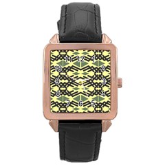 Abstract Pattern Geometric Backgrounds Rose Gold Leather Watch  by Eskimos