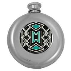 Abstract Pattern Geometric Backgrounds  Round Hip Flask (5 Oz) by Eskimos