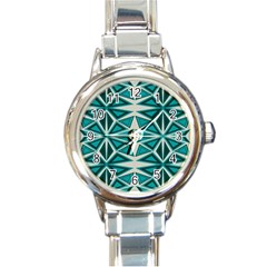 Abstract Pattern Geometric Backgrounds  Round Italian Charm Watch by Eskimos