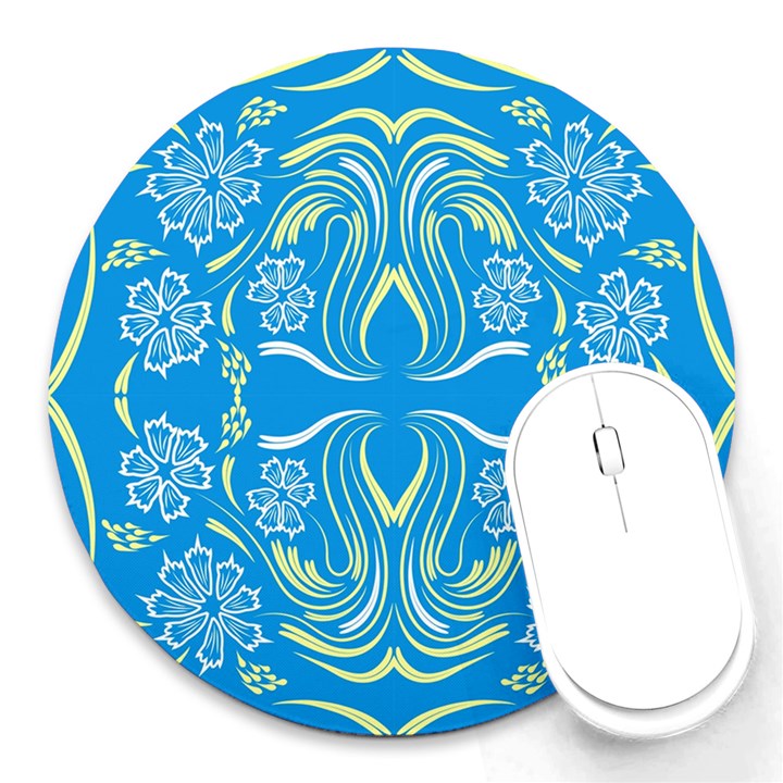 Folk flowers print Floral pattern Ethnic art Round Mousepads