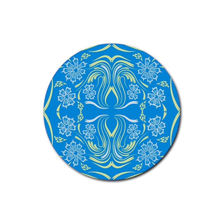 Folk flowers print Floral pattern Ethnic art Rubber Coaster (Round)