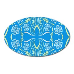 Folk Flowers Print Floral Pattern Ethnic Art Oval Magnet by Eskimos