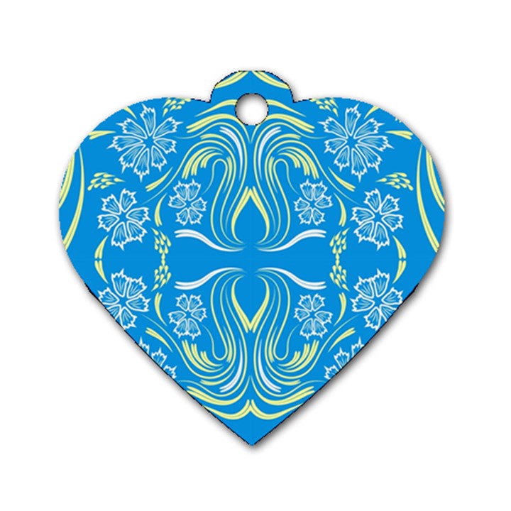 Folk flowers print Floral pattern Ethnic art Dog Tag Heart (Two Sides)