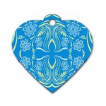 Folk flowers print Floral pattern Ethnic art Dog Tag Heart (Two Sides) Back