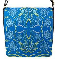 Folk Flowers Print Floral Pattern Ethnic Art Flap Closure Messenger Bag (s) by Eskimos