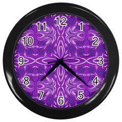 Folk Flowers Print Floral Pattern Ethnic Art Wall Clock (black) by Eskimos