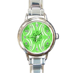 Folk Flowers Print Floral Pattern Ethnic Art Round Italian Charm Watch by Eskimos