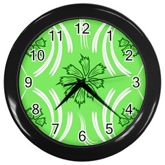 Folk flowers print Floral pattern Ethnic art Wall Clock (Black)