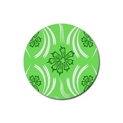 Folk flowers print Floral pattern Ethnic art Rubber Coaster (Round)