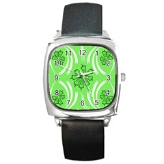 Folk flowers print Floral pattern Ethnic art Square Metal Watch