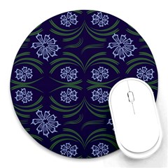 Folk Flowers Print Floral Pattern Ethnic Art Round Mousepads by Eskimos