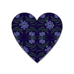 Folk Flowers Print Floral Pattern Ethnic Art Heart Magnet by Eskimos