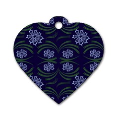 Folk Flowers Print Floral Pattern Ethnic Art Dog Tag Heart (one Side) by Eskimos